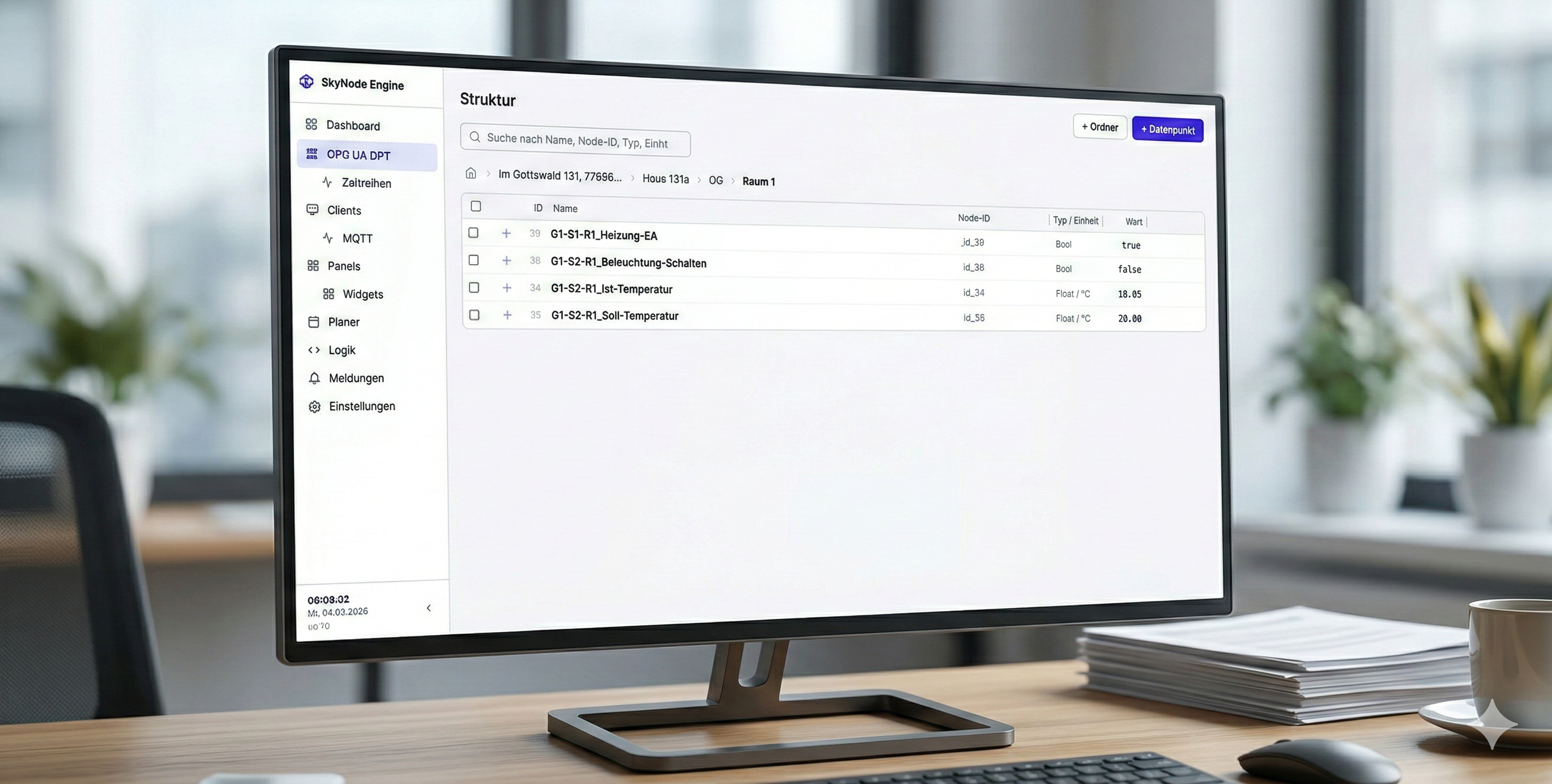 SkyNode Engine — Datenpunkte Übersicht